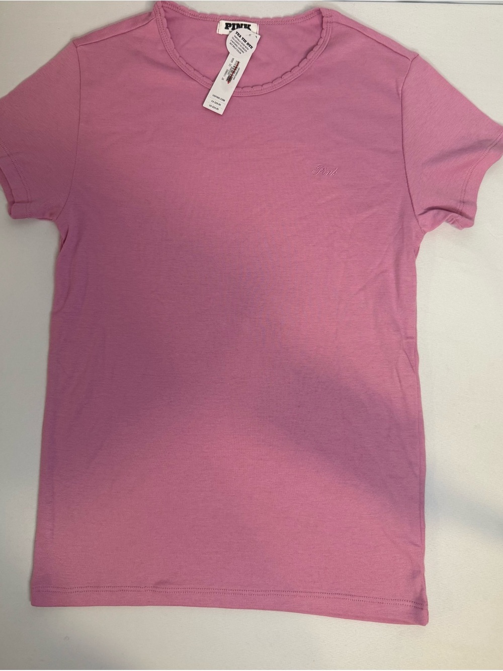NWT Victoria’s Secret PINK Embroidered Baby Tee Pink Size M